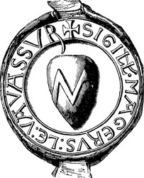 Vintage Heraldic Seal of Vavassour - Engraving Vector Image