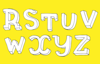 3d letters sequence from r to z in hand vector image