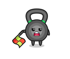 kettleball character as line judge hold the flag vector image