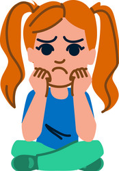 sad child sitting with head in hands expressing Vector Image