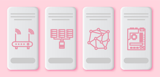 set line router and wi-fi signal server data vector image