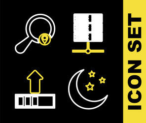 set line server data web hosting moon and stars vector image