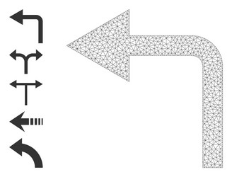 polygonal network turn left icon with simple vector image