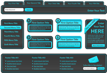 set of website elements containing top menu side vector image