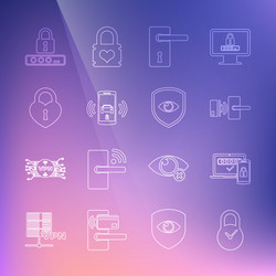 set line padlock with clock two steps vector image