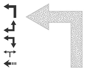 web network turn left icon with simple pictograms vector image