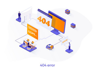 404 Error Isometric Web Page vector image