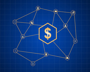 collection style block chain background vector image
