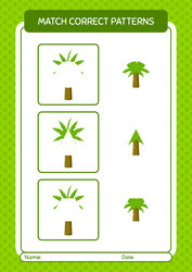 match pattern game with palm tree worksheet vector image