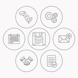 outbox mail message and handshake icons vector image