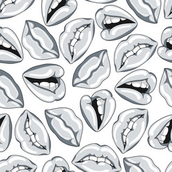 Seamless pattern with silver lips vector