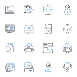 broadcasting corporation line icons collection vector