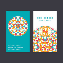 colorful triangle texture vertical round frame vector image