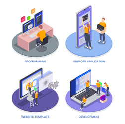 programming coding development isometric icon set vector