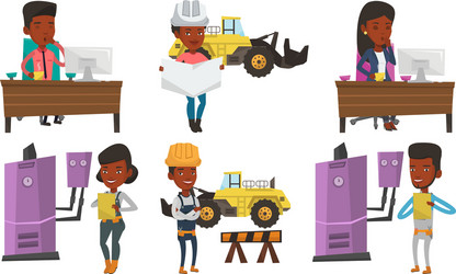 set of constructors and builders characters vector image