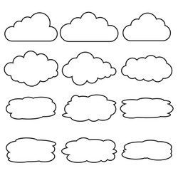 Set of different cloud line icons vector