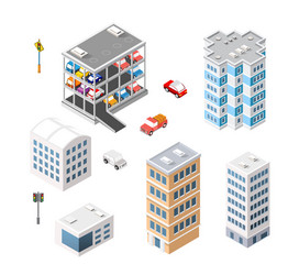 traffic transport city multi-story parking carpark vector