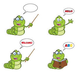 Book worm mascot character set 2 collection vector