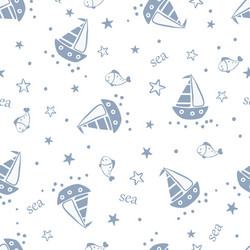 Doodle marine seamless pattern vector