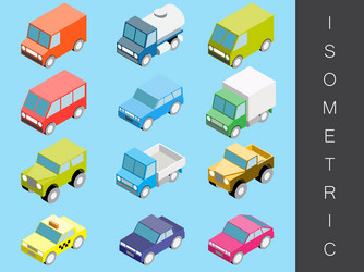 isometric transport icon set vector