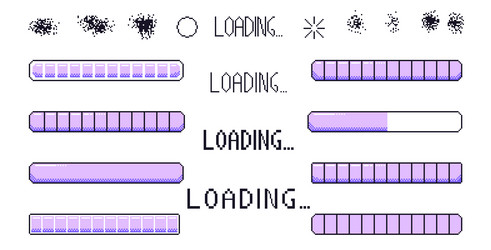 pixel art loading bar interface 8 bit game vector image