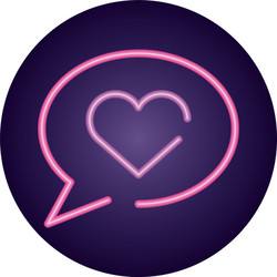 speech bubble with heart icon neon style design vector