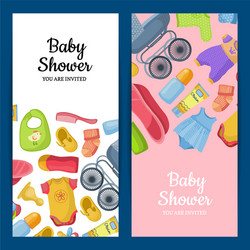 vertical banners or flyers with baby accessories vector