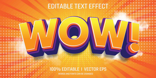 editable wow text effect modern style design vector image