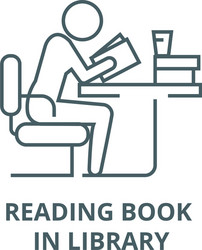 Man studyingreading book in library line vector