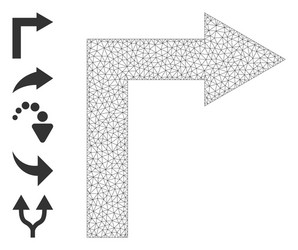 polygonal net turn right icon with simple vector image