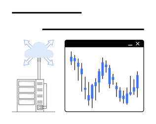 server and cloud data hosting linked vector image