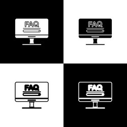 set computer monitor with text faq information vector image