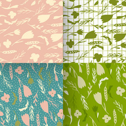 set seamless forest pattern with branches vector image