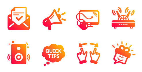 speakers approved mail and wifi icons set vector