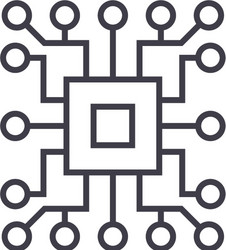 computer sciencecircuit line icon sign vector image
