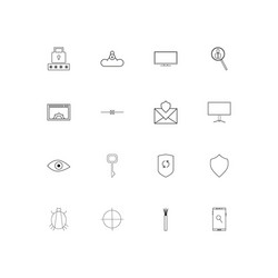 internet security simple linear icons set vector image