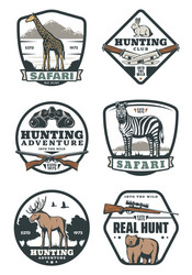 Safari Hunter Club Badges - Retro & Wildlife Vector Image