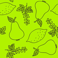 Seamless pattern of currant pear lime and lemons vector