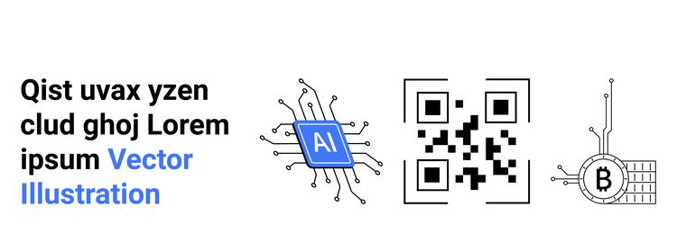 ai chip qr code and bitcoin blockchain vector image