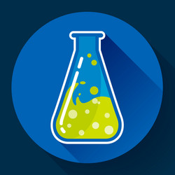 Chemical triangular lab flask with liquid icon vector