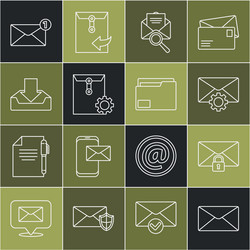 set line envelope mail message lock password vector image