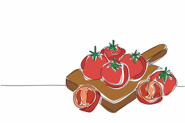 single continuous line drawing some tomatoes vector image