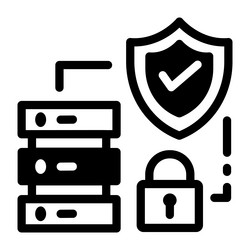 an icon of server security system in solid style vector image