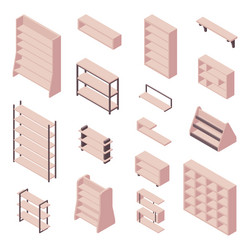 bookshelf isometric - set various cases vector image