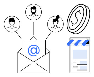email marketing networking with customer profiles vector image