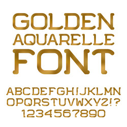 Gold watercolor letters numbers golden font vector