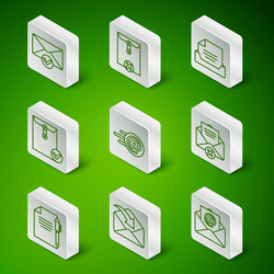 set line mail and e-mail envelope check mark vector image