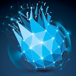 3d digital wireframe object broken into different vector image
