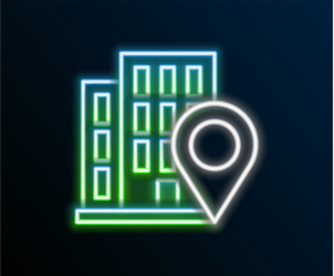 glowing neon line map pointer with house icon vector image