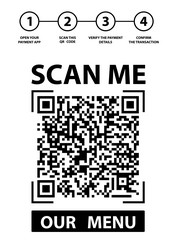 scan me to watch menu guide and instruction vector image